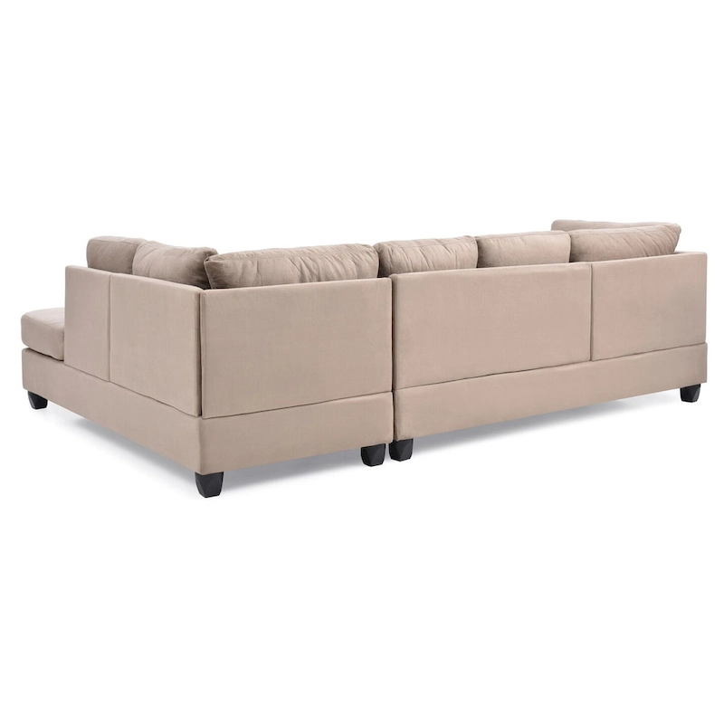 Malone 111 in. Suede 4-Seater Sectional Sofa with 2-Throw Pillow - 111 L x 78 W x 34 H