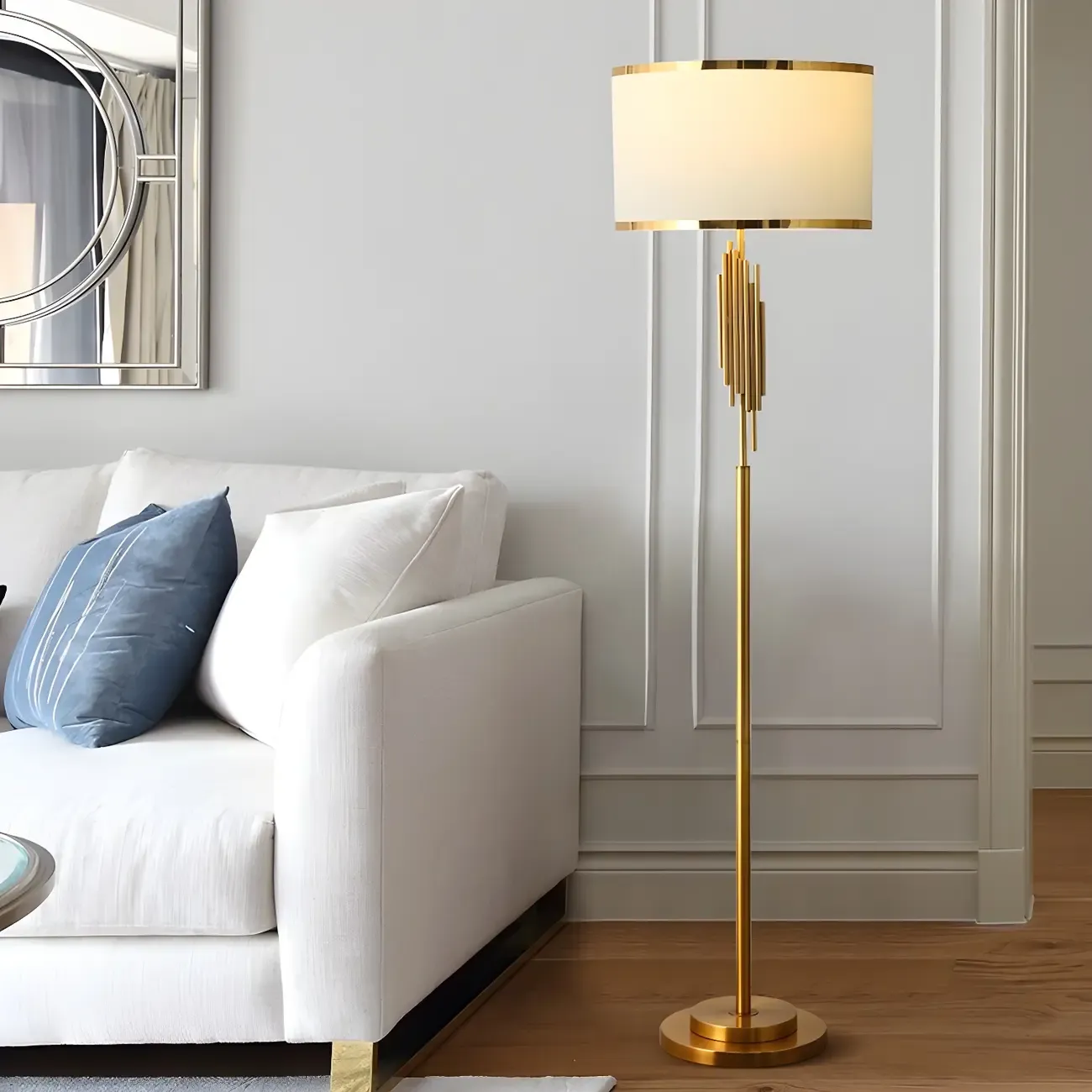 Contemporary Gold Standing Floor Lamp for Living Room