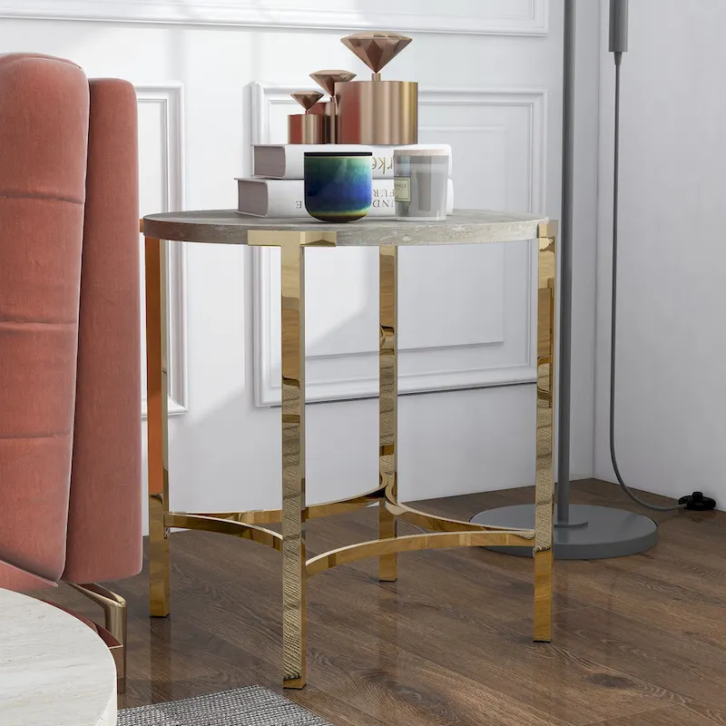 Brickelle Glam 24-inch Faux Marble End Table by Furniture of America
