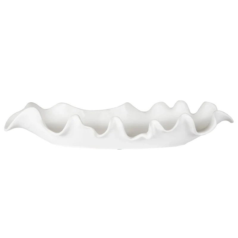 Uttermost Ruffled Feathers Modern White Bowl - 4 x 24 x 9.84 - 4 x 24 x 9.84