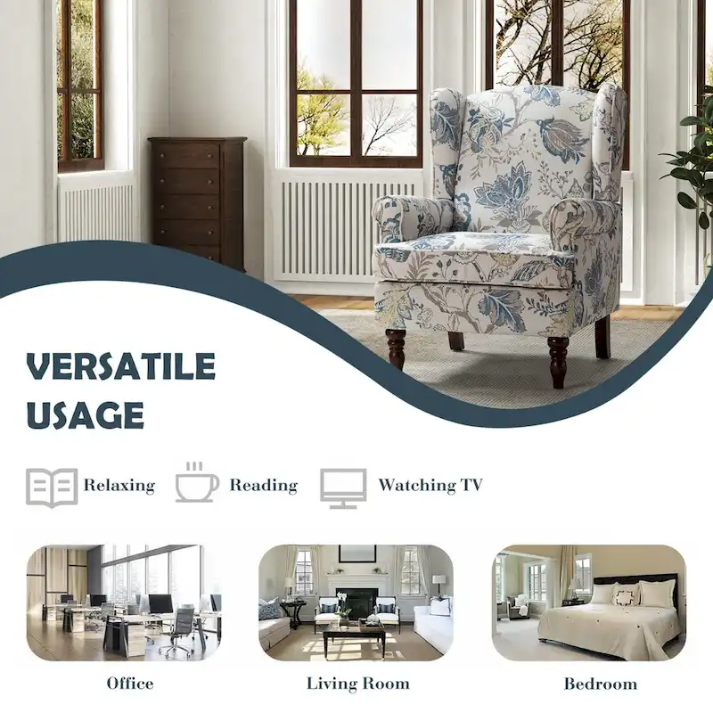 Epimethis Traditional Fabric Accent Armchair with Turned Legs Set of 2 by HULALA HOME