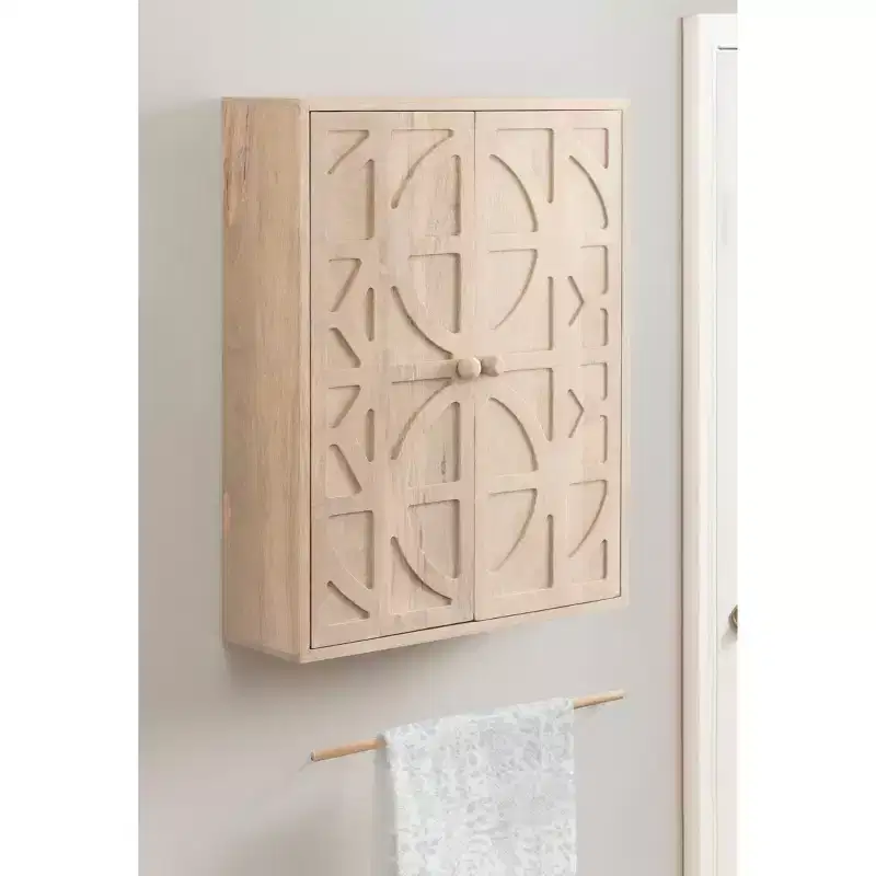 Kate and Laurel Galliene Wood Wall Cabinet, 22x7x28 Whitewash