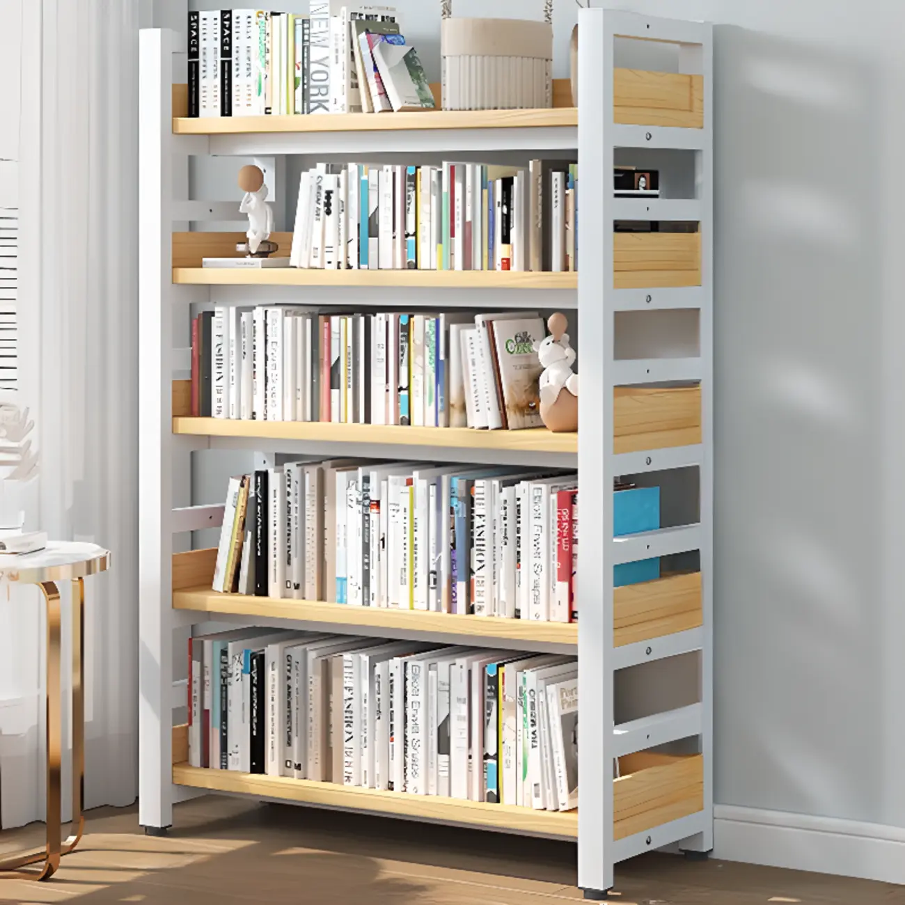 Modish Multi-Layer Open Back Wooden Tall Bookshelves