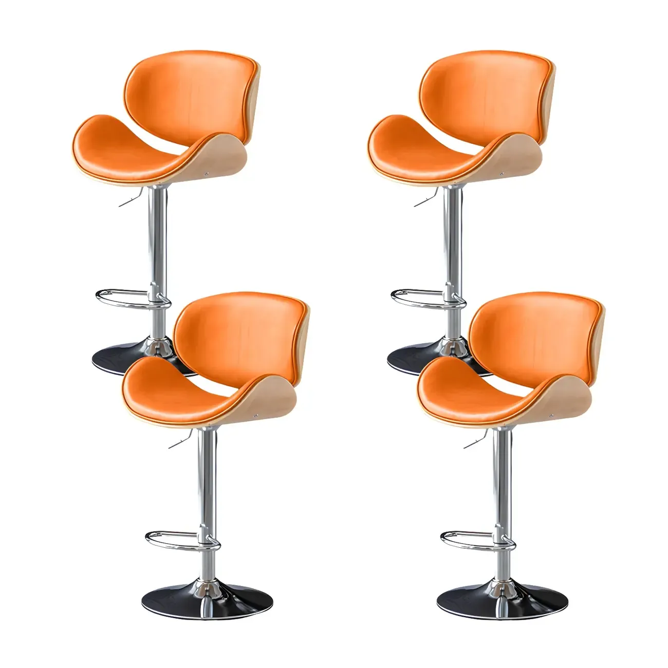 Arched Blackish Green Leather Swivel Adjustable Bar Stool