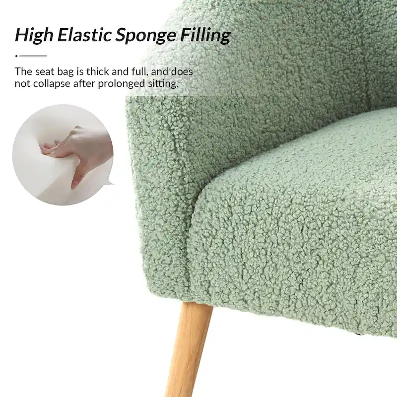 Modern 31W Boucle Armchair with Solid Wood Legs