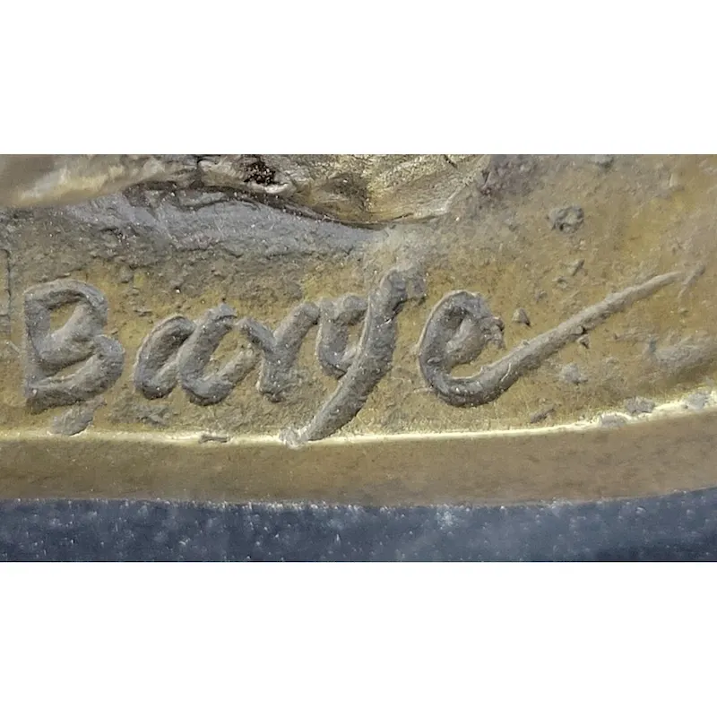 Male Lion Bronze Bust Statue Sculpture Figure On Black Marble Base Signed Barye 9 Inches X 4 Inches