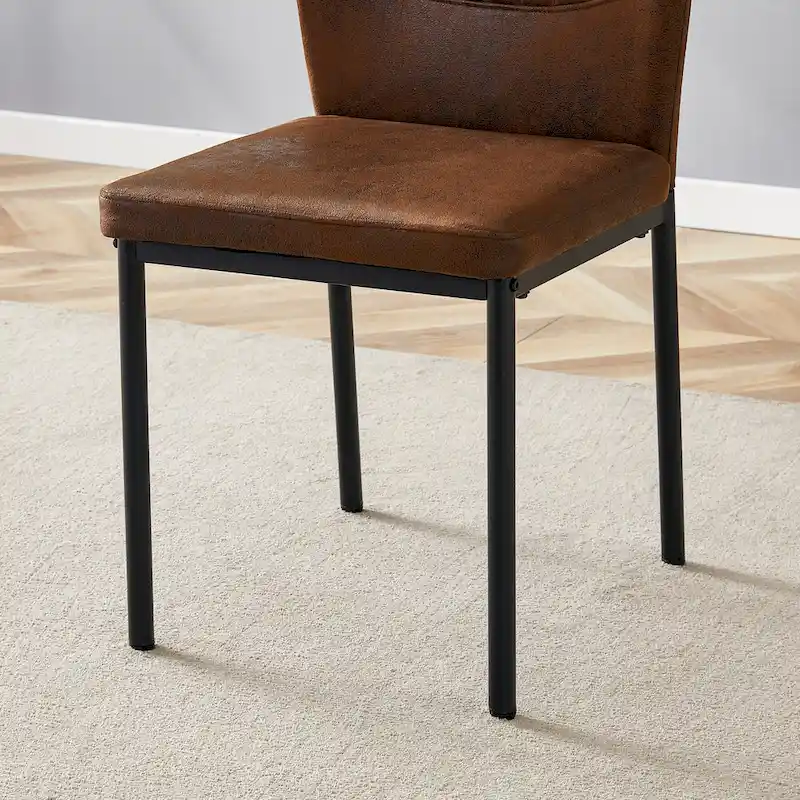 Set of 6 High Resilience Dining Chair with Metal Black Leg