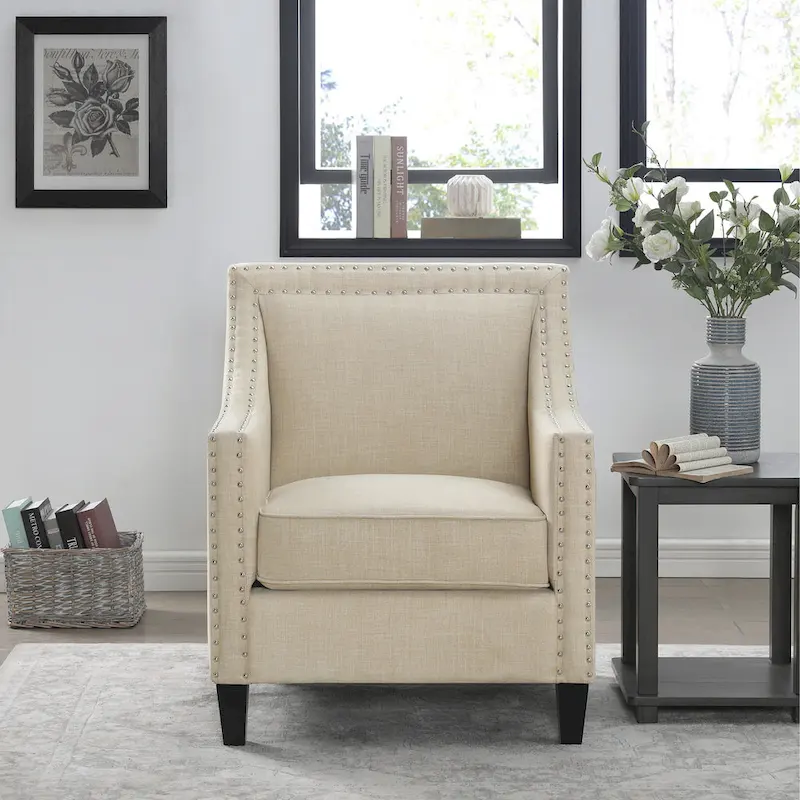 Erica Accent Armchair with Chrome Nailhead Trim