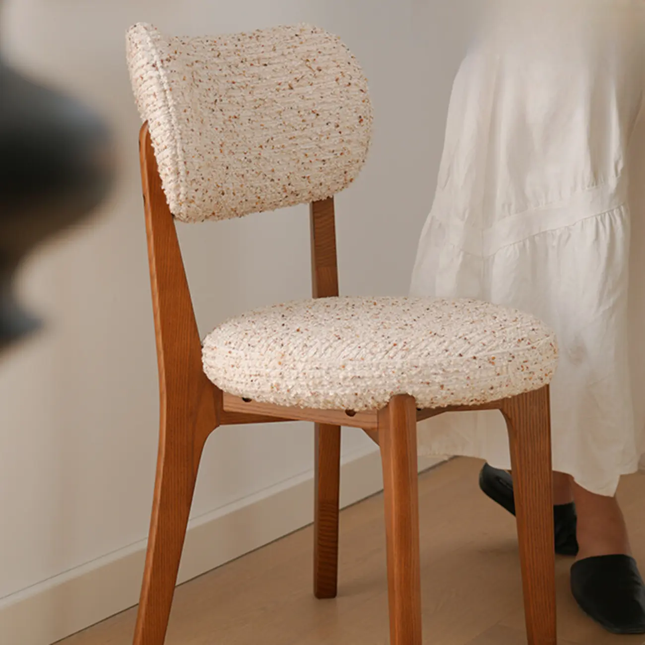 Modern Upholstered Low Back Wooden Dining Chair