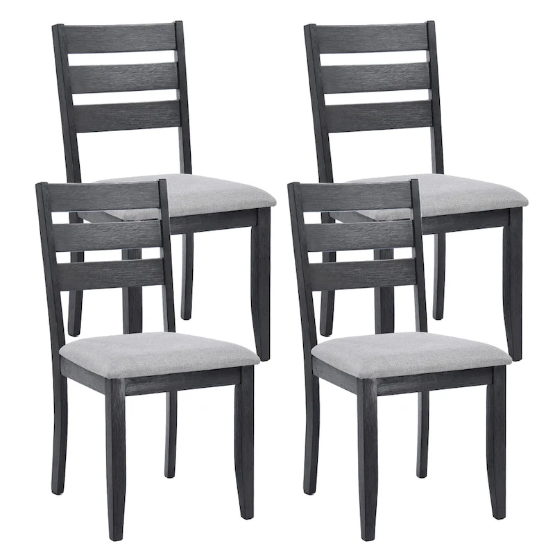 Slat Back Wood Dining Chairs Set of 4