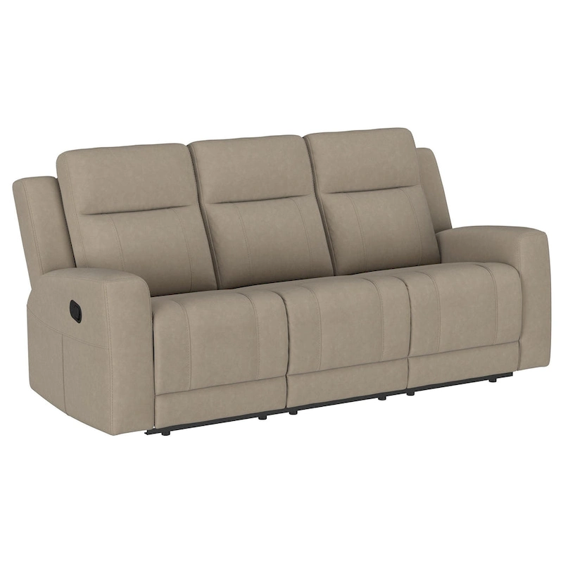 Krio Manual Recliner Sofa, 80 Inch Modern Taupe Brown Faux Leather