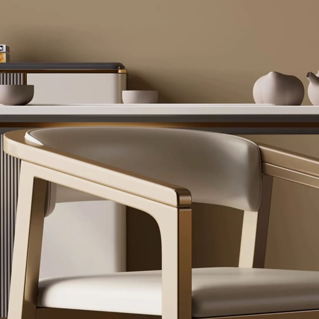 Modern Upholstered Metal Dining Arm Chair