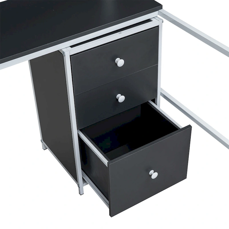 Merax Metal Loft Bed with bookcase, desk and cabinet