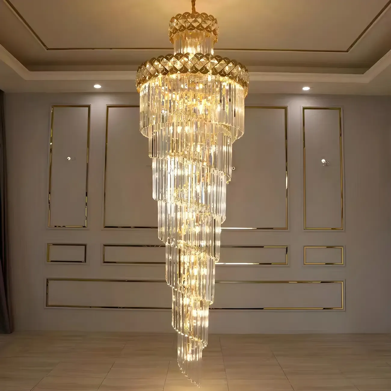 Luxurious Spiral Tiered LED Crystal Chandelier