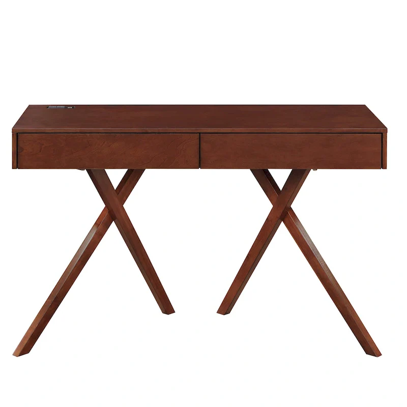 Foli Transitional 47-inch Wood 2-Drawer Desk with USBs and Power Outlets by Furniture of America