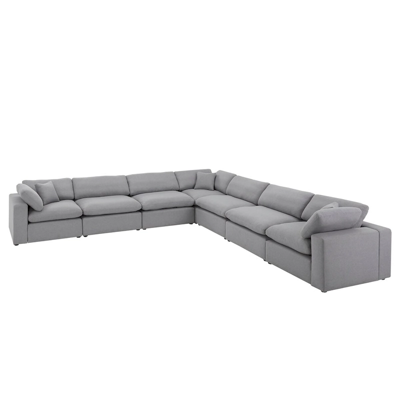 Anka Grey Linen Down Filled Cushioned 7-Seat Sectional Sofa by iNSPIRE Q Modern