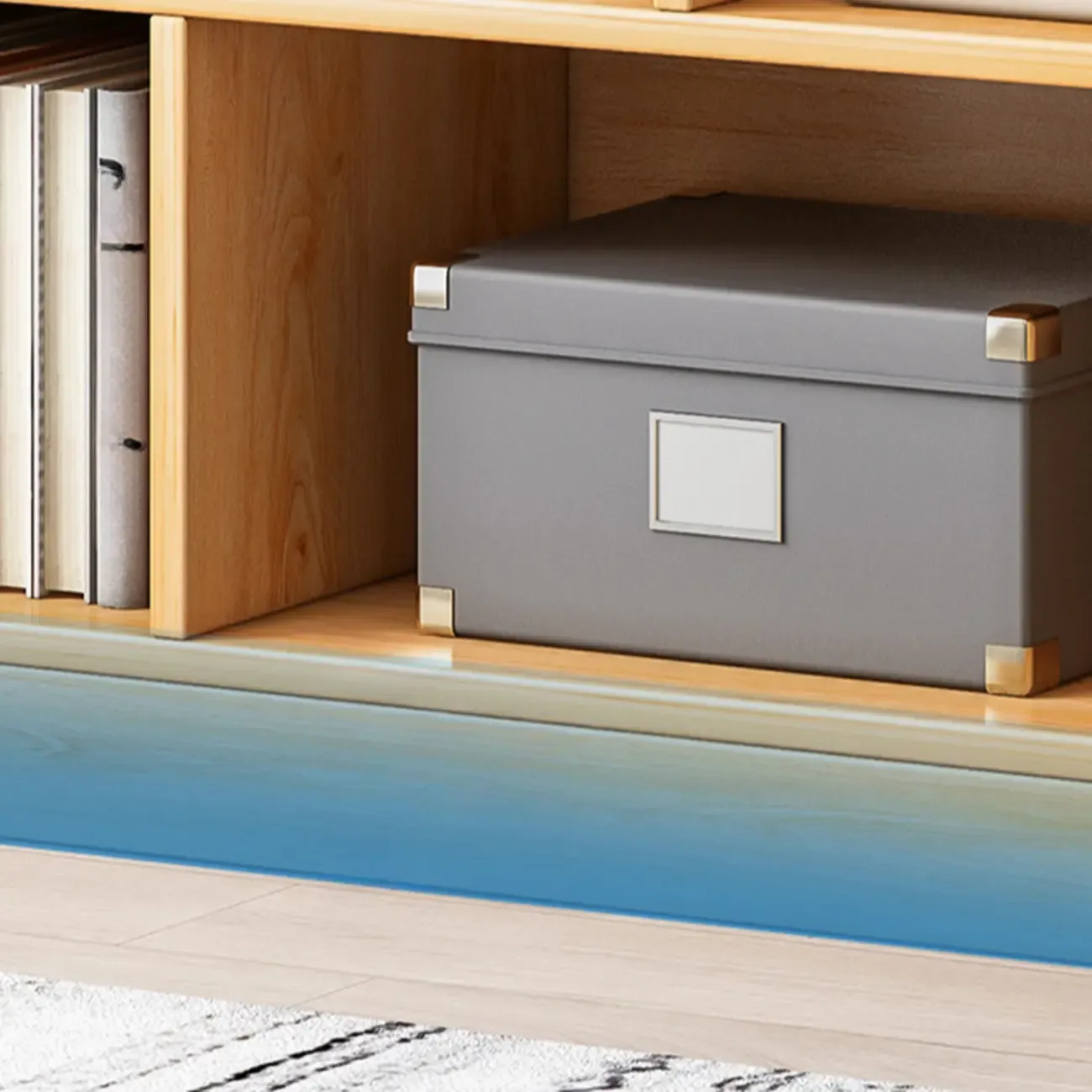 Simple Natural Finish Modular Vertical Wood Bookcase