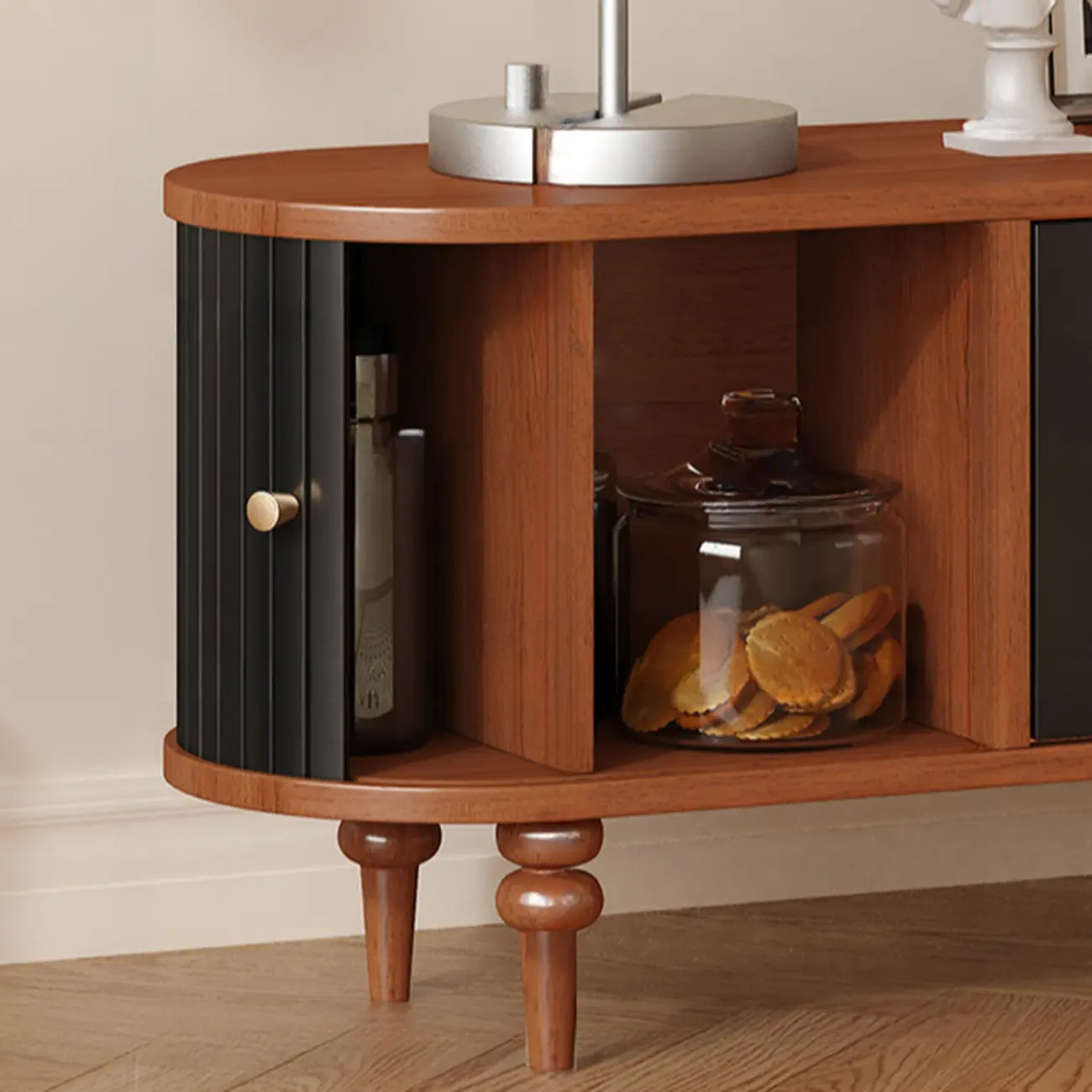 Warm Shaker Wood TV Stand with Cable Management & Light & 4-Cabinet/5 Cabinets/6 Cabinets