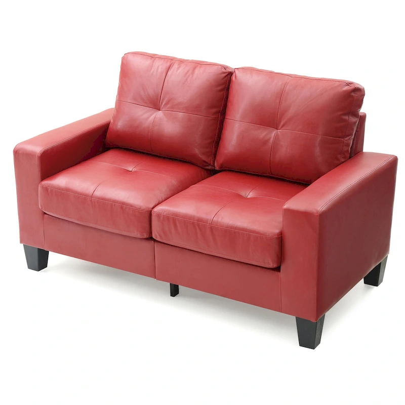 Newbury 58 in. W Flared Arm Faux Leather Straight Sofa - 32 L x 58 W x 36 H