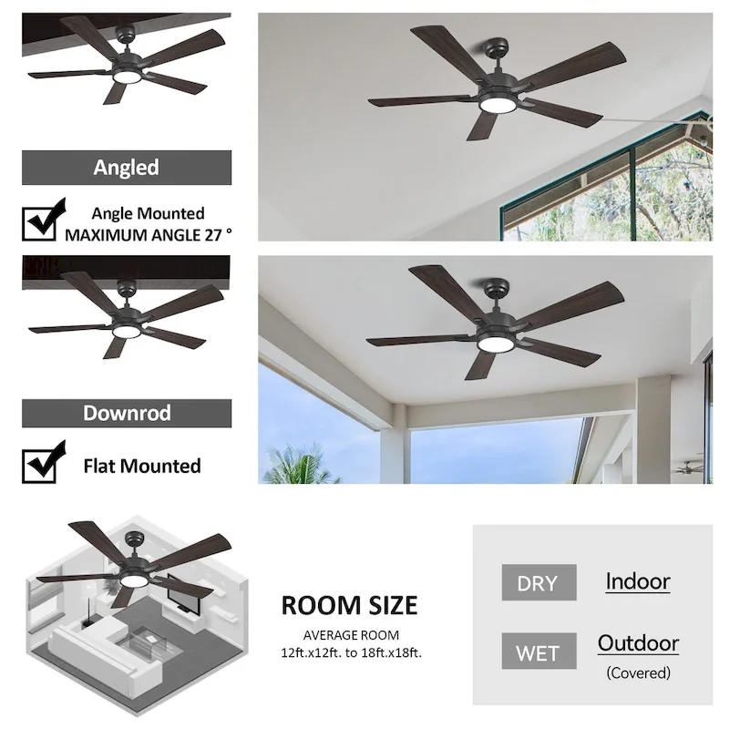 CARRO Elliott 52  5-Blade Smart Ceiling Fan with LED Light and Remote Control-Walnut Fan Blade