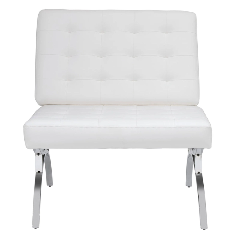 Newel Modern Blended Leather and Chrome Metal Frame Mid Century Accent Chair