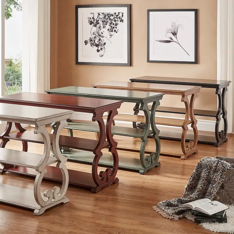 Lorraine Wood Scroll TV Stand Sofa Table by iNSPIRE Q Classic