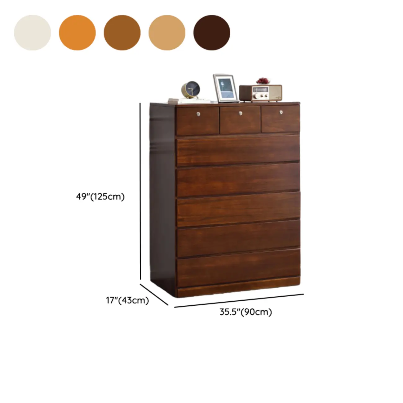 Modern Natural Wooden Double Dresser with 5-Drawers