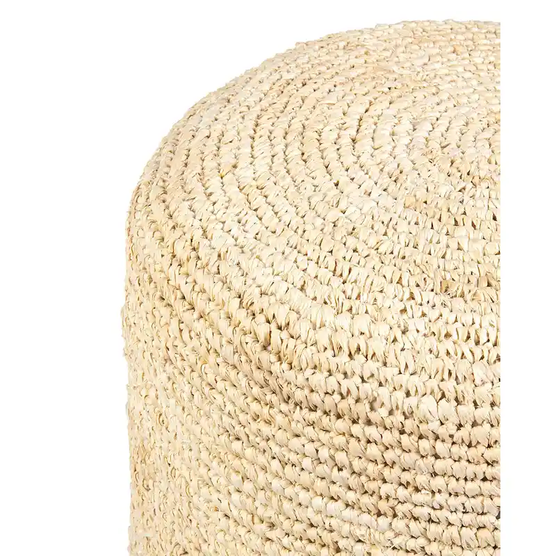 Handwoven Natural Raffia Ottoman Accent Table by East at Main