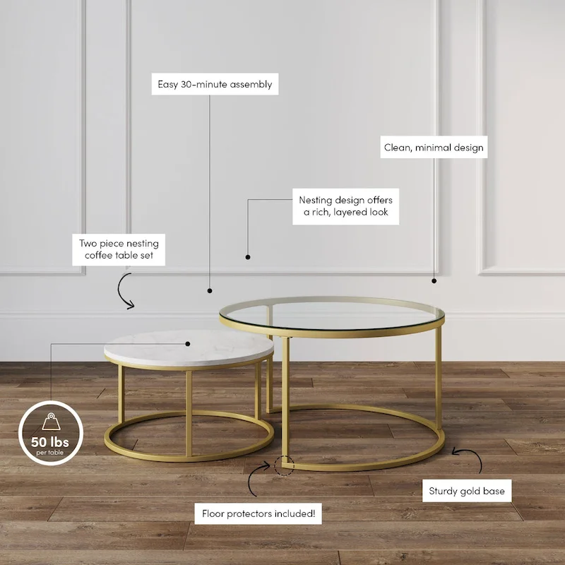 Nathan James Stella Round Nesting Coffee Table Set of 2