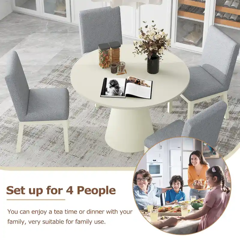 45-Inch Round Dining Table - Marble Top - Seats 4