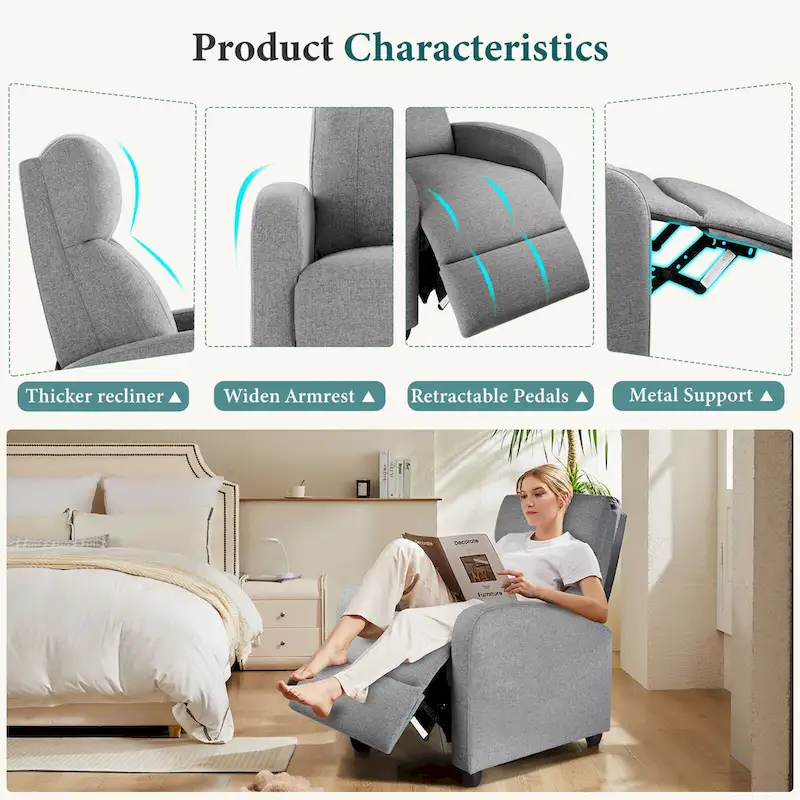 Massage Recliner Push Back Reclining Chair Home Theater Recliner Armchair