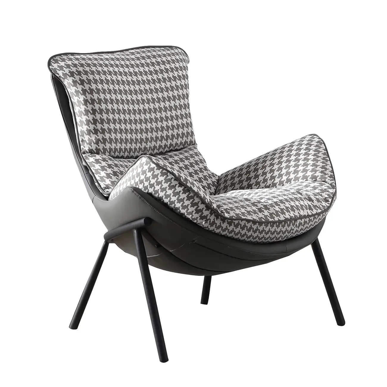 Modern Fabric Lounge Chair in Green with Cushioned Seat