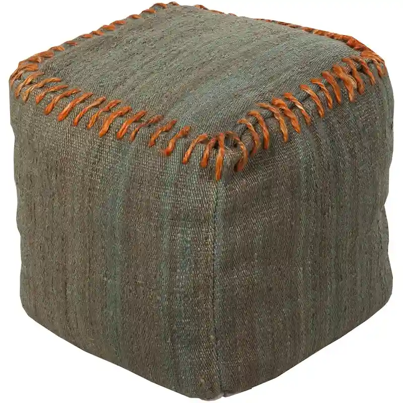 Solid Rosa Square Jute 18-inch Pouf