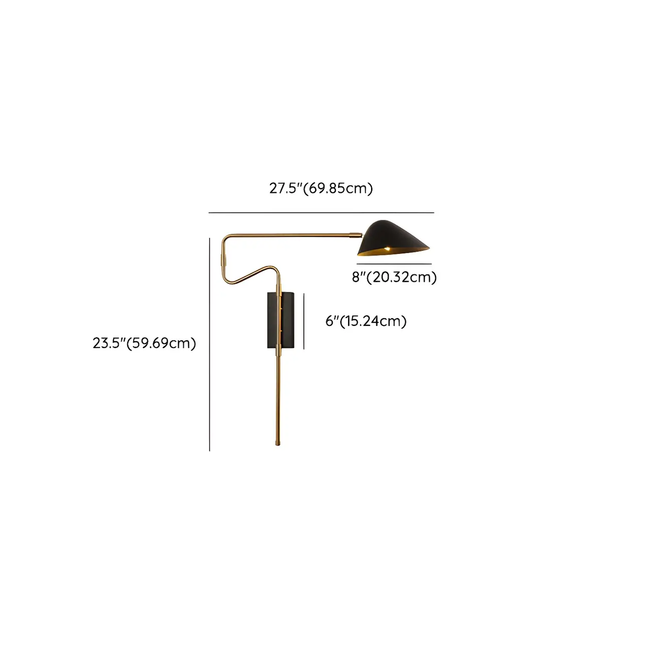 Modern Black Shade Brass Swing Arm Wall Light