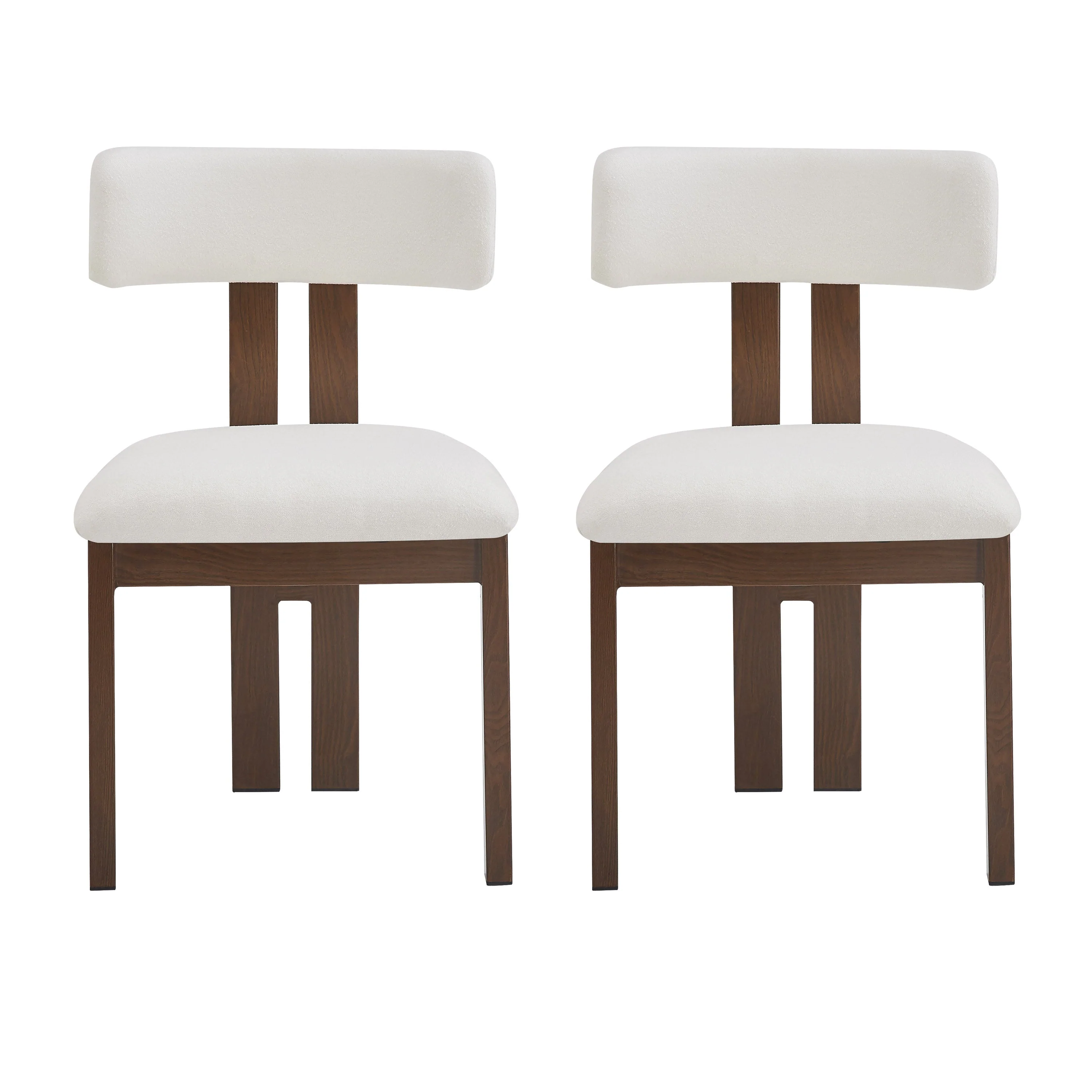 Set of 2 Modern Upholstered Dining Chairs Fabric with Sturdy Iron Frame