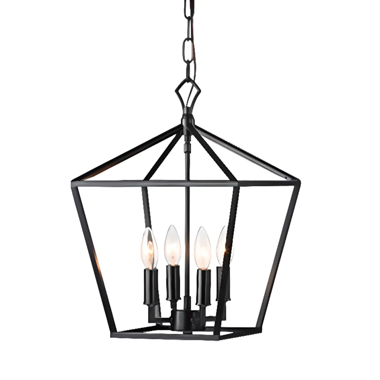 Industrial Black Cage Metal Chandelier for Home Decor