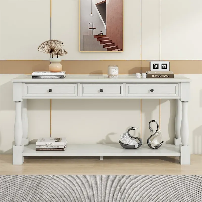 Merax 64 Long Extra-thick Console Table with Drawers and Shelf