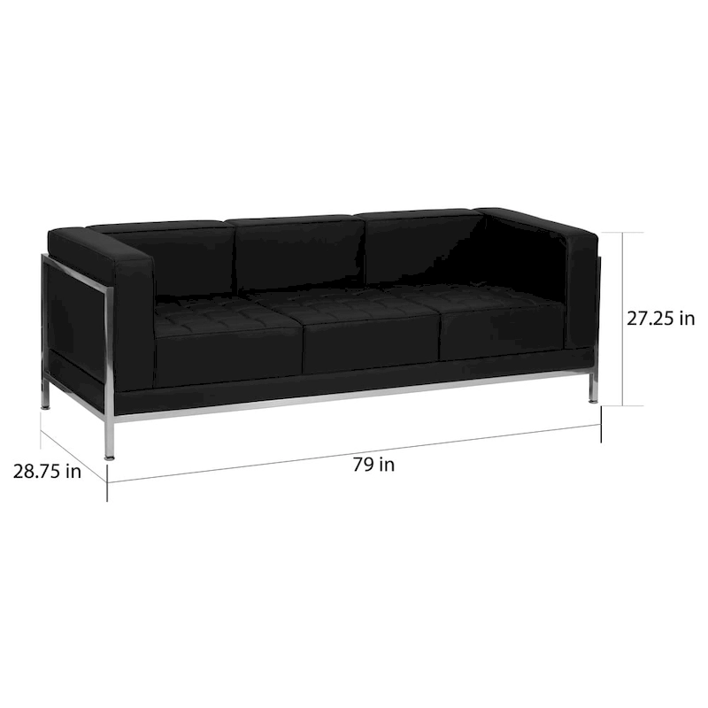 LeatherSoft Modular Sofa with Quilted Tufted Seat and Encasing Frame - 79W x 28.75D x 27.25H