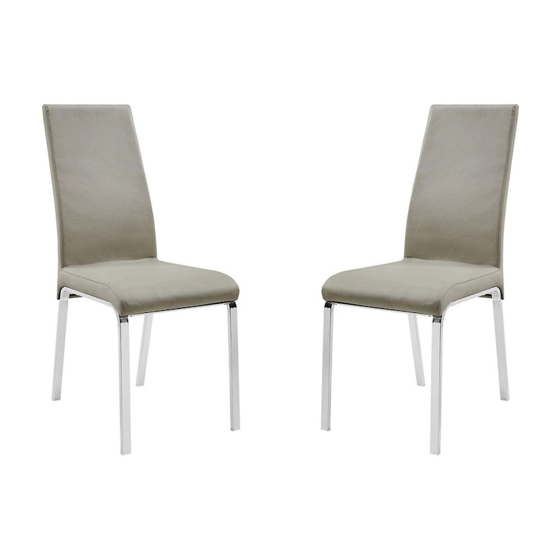 Casabianca Home Loto Set of 2 Dining Chair in Taupe Top Grain Leather