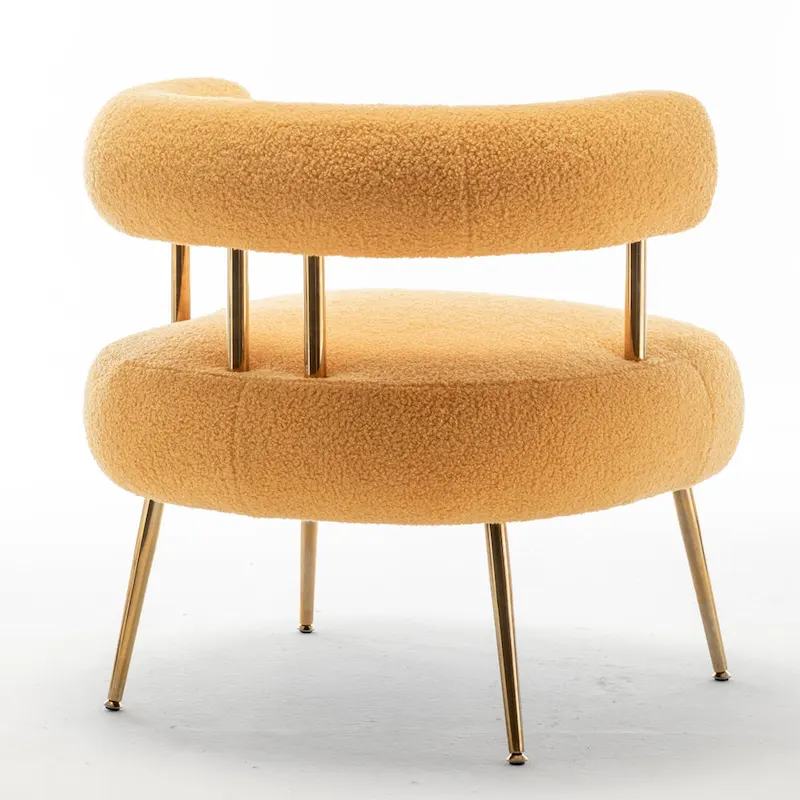 SEYNAR Modern Glam Upholstered Comfy Open-Back Accent Vanity chair with Golden Legs