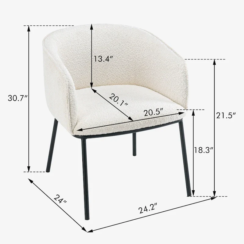 Set of 1 Boucle Upholstered Accent Barrel Armchair