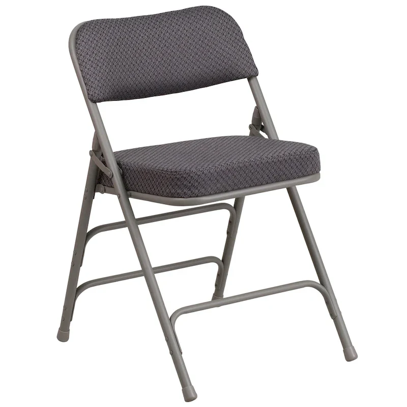 2 Pack Curved Triple Braced & Hinged Fabric Upholstered Metal Folding Chair