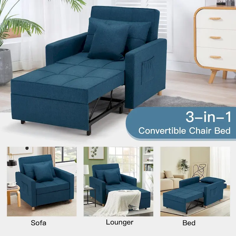 AECOJOY Adjustable Sleeper Chair Bed 3-in-1 Convertible Futon Sofa