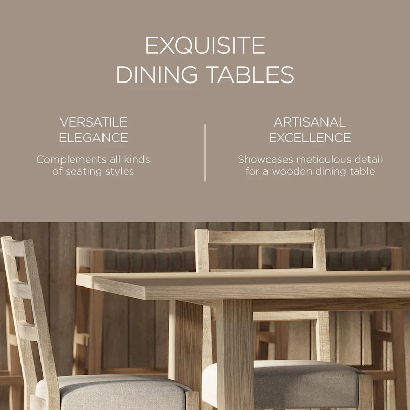 Rectangular Wooden Dining Table (Weathered Black Finish)