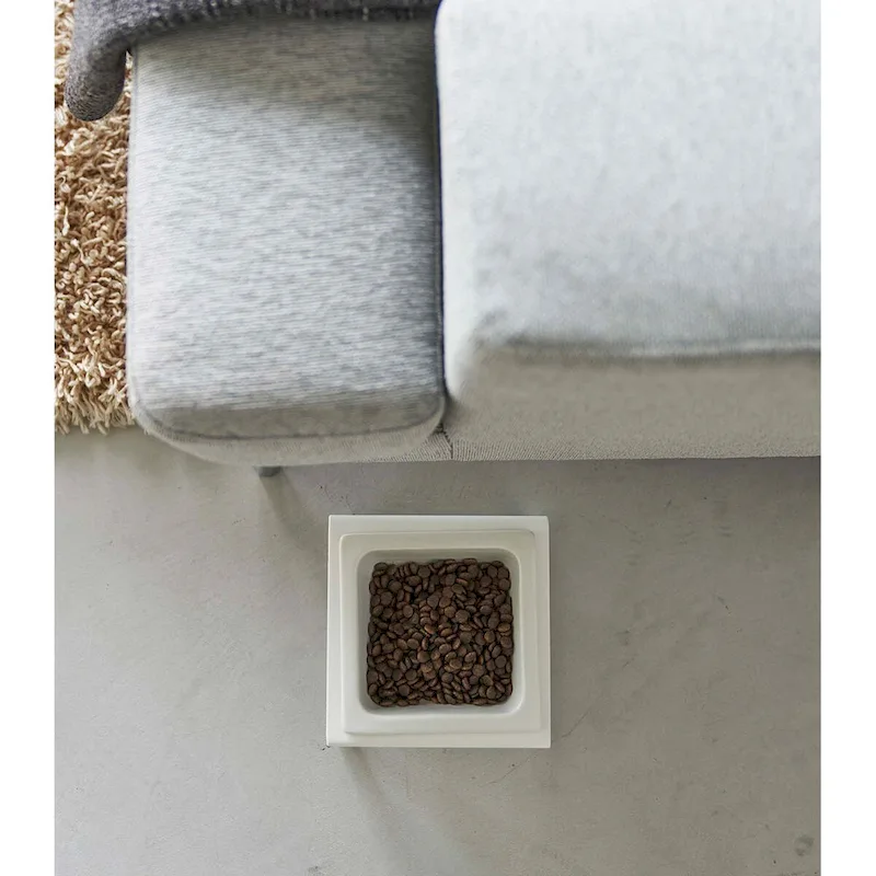 Yamazaki Home Single Pet Food Bowl - Two Styles, Steel and Ceramic, Tall, 1.25 - L 6.1 x W 5.91 x H 3.94 inches