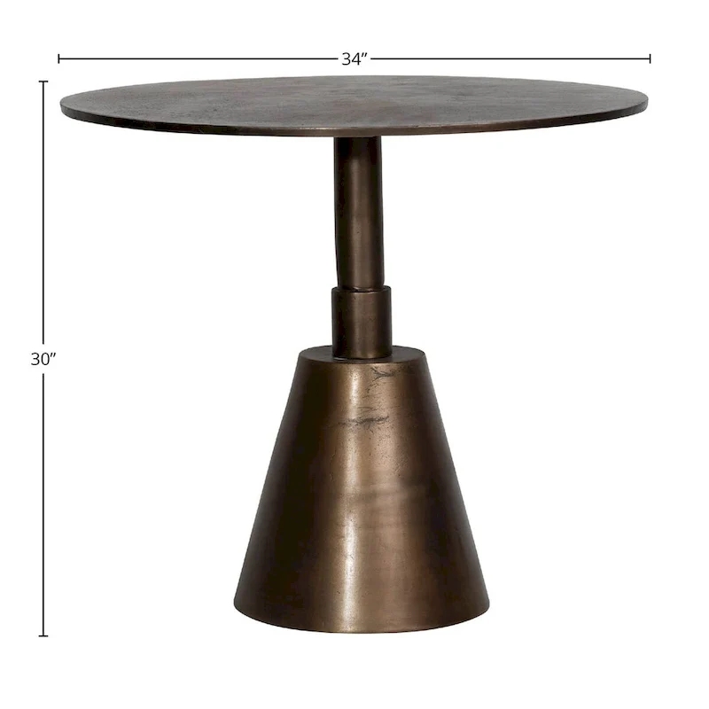 Blake 34-inch Round Aluminum Oil Brass Finished Pedestal Base BistroTable
