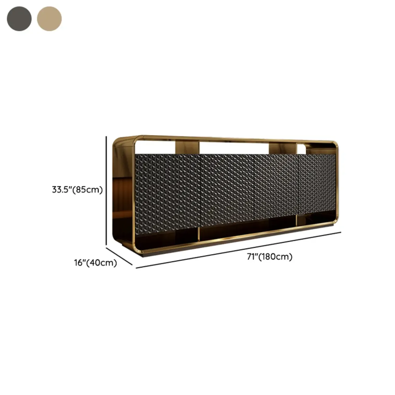 Glam Metal and Wood Sideboard with Shelves