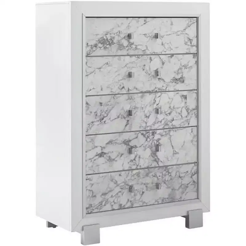 HomeStock 19.75 in.H Plastic Vertical Dressers with 5 - Drawers in White Finish