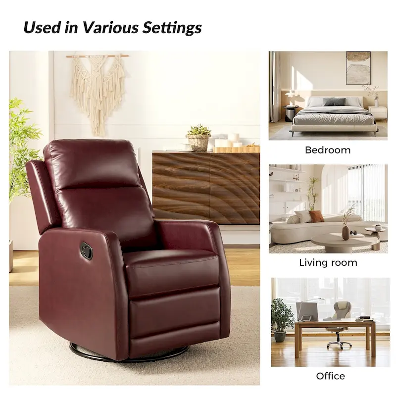 Esteban Modern Faux Leather Manual Rocking Swivel Recliner with Wingback Set of 2