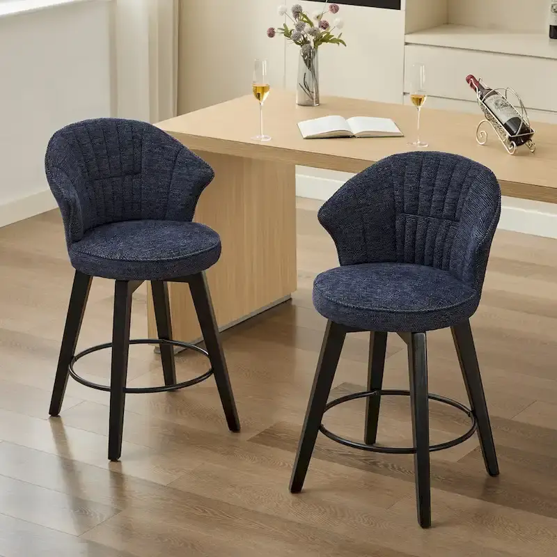 Wing Back Swivel Bar Stools Set of 2 - 25